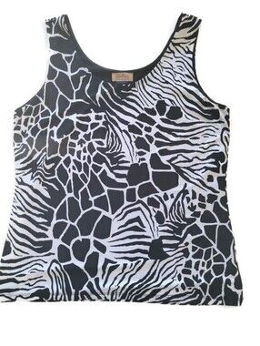 Boutique Essentials Black & White Mixed Animal Print Tank